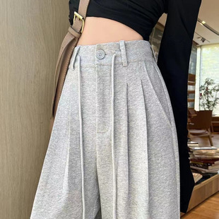 Спортивные брюки AliExpress Весенние и осенние женские высокие талии свободные ноги прямые брюки повседневные шнуры