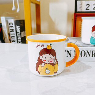 ins Cartoon creative couple Cup boys and girls student water Cup ceramic cup mug pair Cup cute breakfast cup