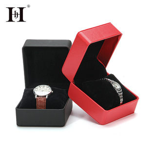 PU leather watch box curved flip watch box single watch packaging box storage box jewelry box manufacturers customized