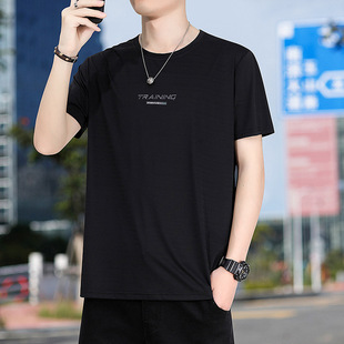 Outdoor Summer Men's Ice Silk T-shirt Outdoor Sports Leisure Round Neck plus size Short Sleeve Tencel Bamboo Ice Silk Short T