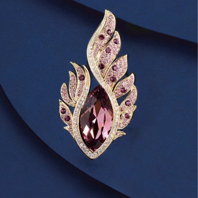 European and American Angel Phoenix Feather Eye Brooch High-end Women's Personality Exquisite Crystal Corsage Niche Design Sense Pin Accessories