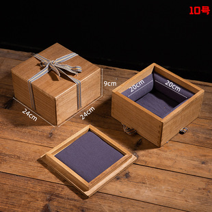 Antique Japanese Wooden Box Custom Gift Box Empty Box Tea Cup Purple Sand Pot Porcelain Vase Paulownia Wood Packaging Box Brocade