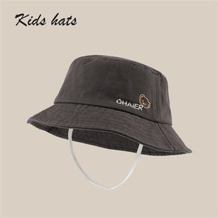 Children's Hat Spring and Autumn Thin Cute Embroidered Bear Fisherman Hat Outdoor Sunscreen Hat for Boys and Girls Baby Children's Basin Hat