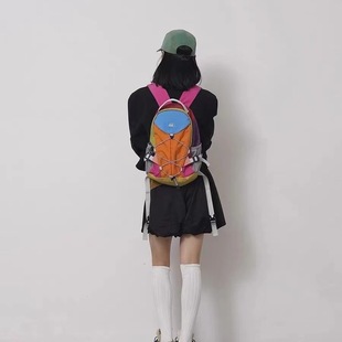 2024 New backpack fashion portable contrast color casual women's large capacity outdoor fashion leisure travel mountaineering bag