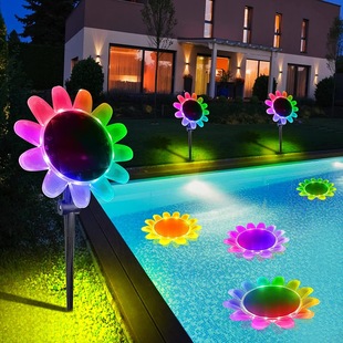 Solar floor lawn lamp outdoor waterproof LED colorful remote control garden swimming pool landscape courtyard decorative street light