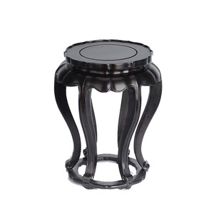 Round Small Flower Stand Flower Pot Vase Porcelain Heightened Wooden Bracket Solid Wood Bracket Ornaments Wood Carving Gourd Base