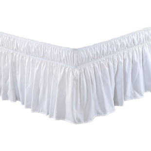 Amazon hot-selling elastic solid color hotel bed skirt white pleated lace bed tail skirt bedskirt