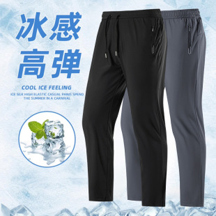 Ice Silk Pants Summer Thin Men's Pants 2025 New Loose Quick-drying Pants Summer Men's Straight Casual Pants