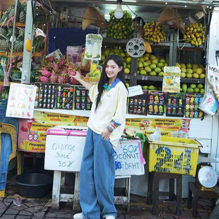 [now] South Korea SPE * LL2025 spring new drawstring Denim overalls Joker pants straight Korean version