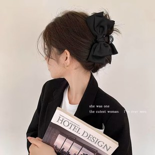 Princess on the run headdress black double-sided big bow hair clip hair accessories elegant shark clip hair clip female back head