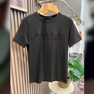 Summer Three-dimensional Letter T-shirt Men's Trendy Brand New Round Neck Slim-fit Simple Half-sleeve Base-layer Shirt All-match Short-sleeve T-shirt for Youth