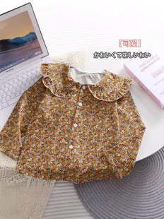 Girls' Shirt 2024 New Korean Style Western Style Base Shirt Baby Autumn Long Sleeve Thin Polo Girls' Princess Dress