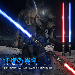 TikTok Explosions Laser Sword Star Wars Telescopic Luminous Sword 2 in 1 Colorful Luminous Stall Toys Wholesale