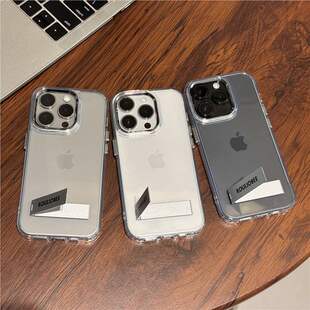 Light Luxury Transparent iPhone15PRO Shell Suitable for Apple 14promax Metal Bracket 13/12 Men and Women 11