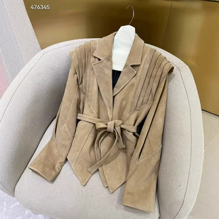 2024 autumn and winter new fashion high-end retro suit big V-neck buckle waist coat wholesale