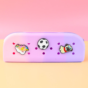 DIY Cute Silicone Holes Pencil Bag Simple Stationery Storage Silicone Bag Student Large Capacity Stationery Bag