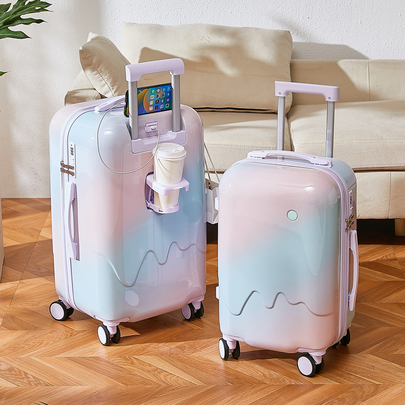【Carefully Selected Factory】Luggage Suitcase for Female Students, Gradient Color Trolley Case, High Aesthetic Value, Large Capacity, Password Lock Travel Suitcase
