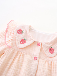 2024 baby autumn cotton jumpsuit newborn baby girl double-layer long-sleeved spring and autumn hairband 3256