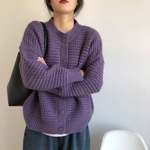 Red Sweater Coat Women's Loose Lazy Style Early Autumn Korean Knitted Cardigan Outer Wear Spring and Autumn Women's New Top