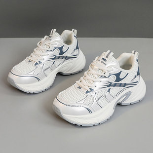 Cross-border QZH2102 New Breathable White Shoes 2025 Spring and Summer Casual Thick Bottom Increased Wear-resistant Korean Style Torre Shoes