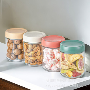 Wholesale Glass sealed jar kitchen grains scented tea biscuit transparent storage jar tea snack nut sealed jar