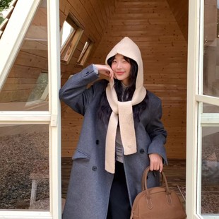 South Korea 2024 New Style One-piece Hat Women's Autumn and Winter New Color-matching Warm Neck Shawl All-in-one Scarf Hat Women's Fashion