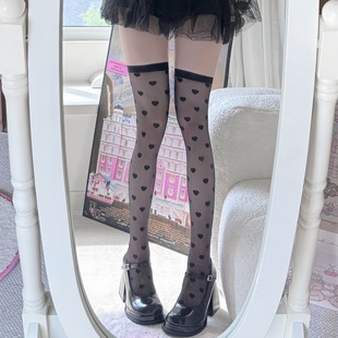 Over-the-knee stockings women's summer thin white pure white silk thigh stockings love black silk wave dot over-the-knee stockings