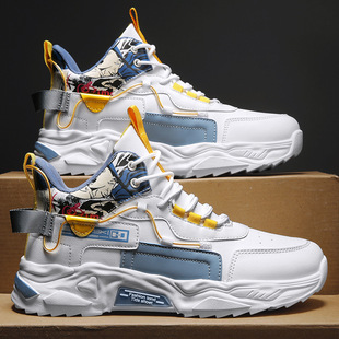 Foreign trade cross-border national fashion high-top men's shoes autumn and winter sports leisure sports students running clunky shoes live streaming