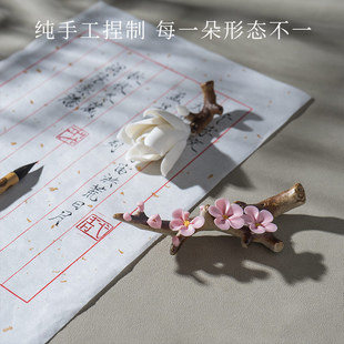 Flower Branch pen holder ceramic pen holder creative paperweight brush holder ancient style Zen incense holder tea Holder desktop decoration