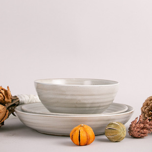 Japanese Style Simple Ceramic Bowl Dish Tableware Underglaze Color High Color Value Bowl Noodle Bowl Soup Bowl Combination Household Restaurant suit