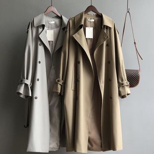 Women's Trenchcoat Mid-length Spring and Autumn Thin British-style All-match Dumped Waist Small French Casual Coat Coat