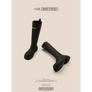 But Knee Long Boots Women's Thick-soled High Boots All-match Thin Boots Thick Leg 2024 New Spring Small Stretch Boots