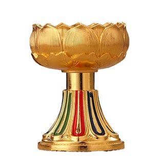 Lotus Candle Holder for Buddha Long Lantern Lamp Household Antique High Foot Butter Lamp Base Buddha Front Candle Lamp Holder