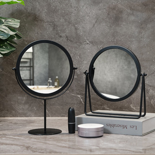 High Definition Makeup Mirror Girls' Dormitory Desktop Wrought Iron Dressing Table Round Bedroom Office Desktop Portable New Product