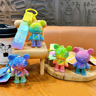 Cute graffiti broken bear keychain creative colorful slap bear pendant bag accessories small gifts wholesale