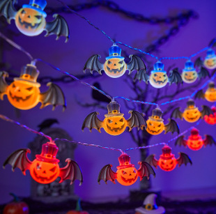 New Halloween Pumpkin Bat Wings Ghost Festival Decoration Atmosphere Three-Dimensional 3D Ground Plug Solar Lantern Led