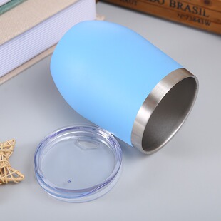 Cross-border 12ozswig egg cup plastic-sprayed egg shell cup U-shaped belly thermos cup stainless steel red wine cup wholesale