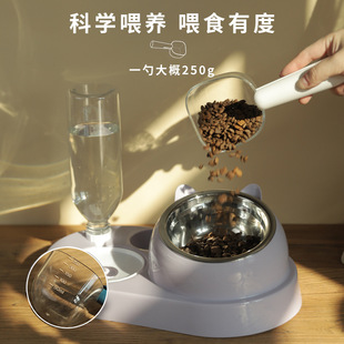 Cat and dog food pet spoon long handle seal clip food shovel spoon measuring cup scale with teddy measuring supplies