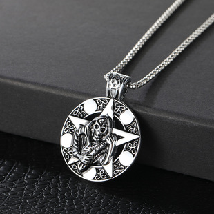 Cross-border European and American personalized cross necklace men's hip hop creative skull death pendant men's and women's clavicle chain wholesale