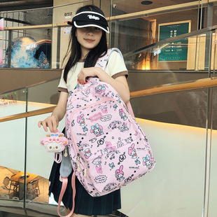 Cross-border Joker Schoolbag Campus Sense Cute Printed Graffiti Student Women's Backpack Lightweight Large Capacity Backpack Wholesale