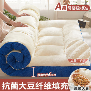 Soybean Fiber Mattress Cushion Thickened fleece-lined Milk Velvet Household Mattress Cushion Bedpad for Student Dormitory Single Person