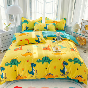 Children's Cartoon Cotton Bed Four-piece Set 100 All Cotton Baby Bed Sheet Quilt Cover Boy Bedding Set