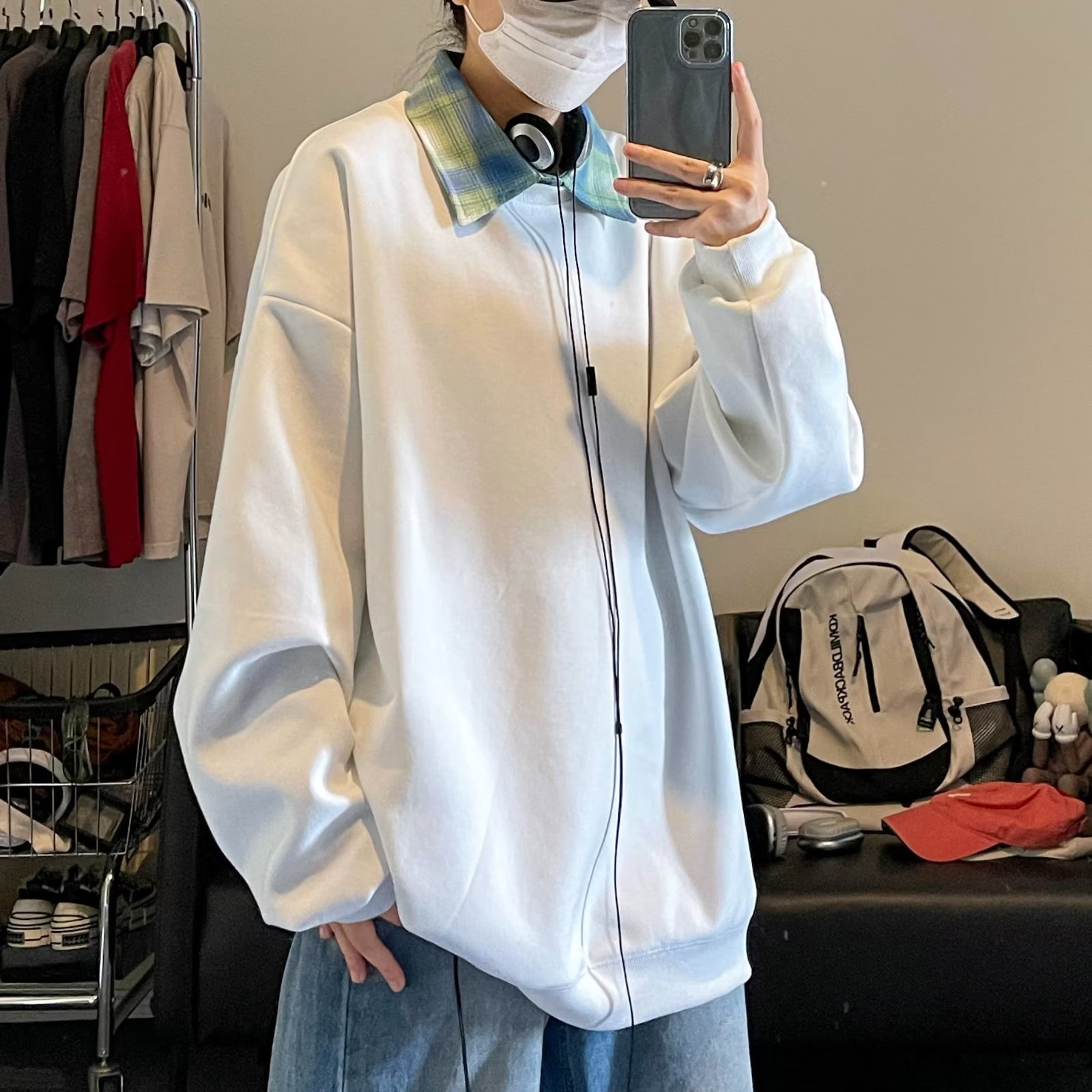 Solid Color Regular Shoulder Sweatshirt 2026 Spring and Autumn American High Street Style Men's Crew Neck Top Base Layer Couple's Inner Wear Long Sleeve Jacket