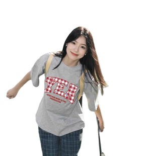 Plus-Size Short-Sleeve T-Shirt for Women, Summer Navy Blue, 2025 New Loose Slimming Half-Sleeve Pure Cotton Versatile Top