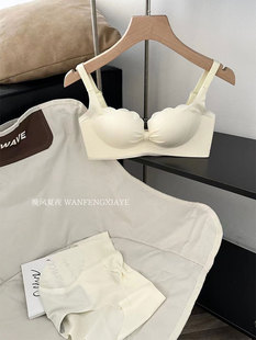 121 sweet girl nude hollow-out cool underwear suit small chest push up upper support anti-sagging thickened bra for women
