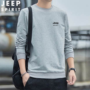 JEEP SPIRIT свитер мужской осенний Повседневный свободный круглый вырез Футболка с длинными рукавами тонкий мужской пуловер Топ HL2021
