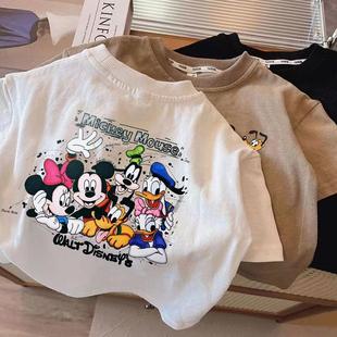 Summer New Cotton Children's Korean-style Short-sleeved T-shirt Children's Round Neck Casual Printed Cartoon Top Trendy T-shirt