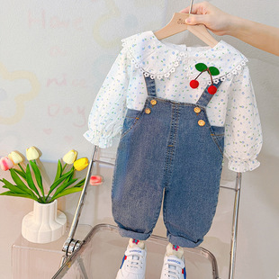 Baby Весенний и Осенний набор с длинными рукавами 2021 новый осенний детский ремешок из двух частей для девочек корейский осенний набор