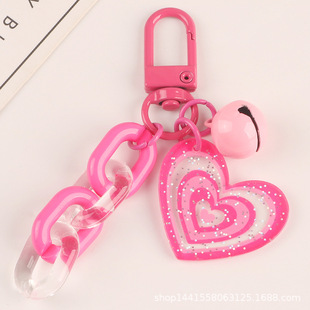 Creative love Bell car key chain pendant small fresh color acrylic chain accessories couple bag decoration