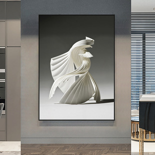 Fiber Sense Modern Simple Decorative Painting Black and White Abstract Personality Hanging Painting Minimalist Style Studio Wall Mural Origami